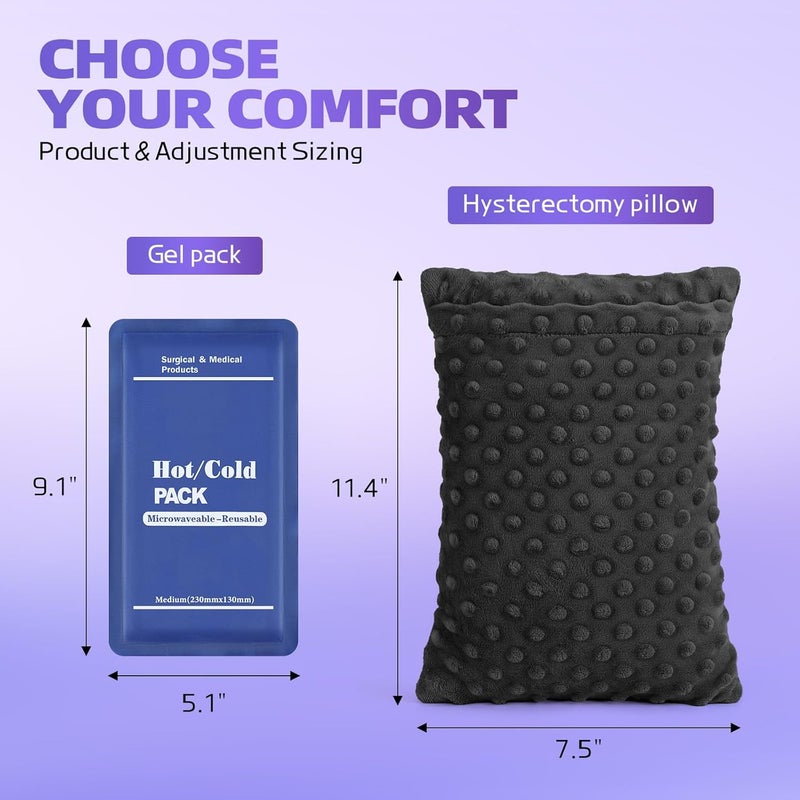 okmaba Hysterectomy Recovery Pillow with Hot/Cold Pack Pocket - Abdominal Surgery Recovery Pillow for Women, C-Section & Tummy Tuck Must Haves, Post Op Support Cushion (Black) - Image 2